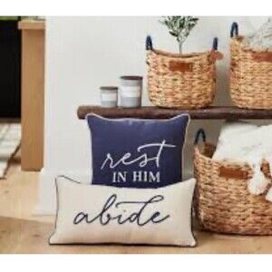 Mary & Martha “abide” & “rest IN HIM” Set Of 2 Coordinating Pillow Covers New